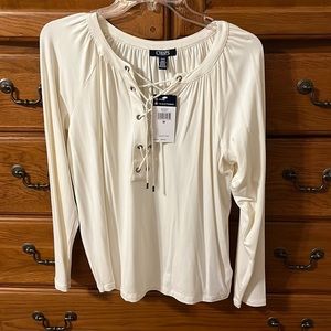 NWT Chaps Denim long sleeve pullover top